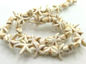 Seesterne Stein 14mm Perlen 1 Strang maritim creme weiß - Bild 1 von 1
