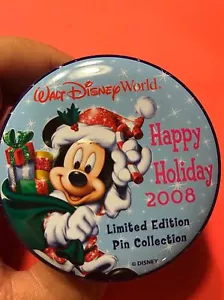 Walt Disney's Round Tin / Can "HAPPY HOLIDAY " 2008 LIMITED Edition - Picture 1 of 12