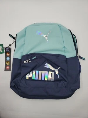 Mochila Puma Clásica Azul Marino/Verde azulado con Funda para Portátil de 15" Unisex Nueva con Etiquetas Foto 1 de 4