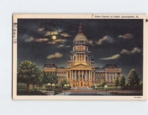 Postkarte State Capitol bei Nacht, Springfield, Illinois - Bild 1 von 2