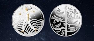 Moneda de plata Letonia 2023 5 euros ""Stardust"" abejas, animales, estrellas PRUEBA - Imagen 1 de 1