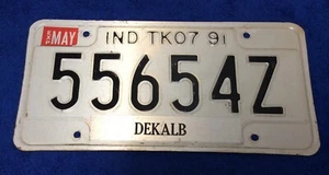 1991 Indiana TK07 License Plate, 55654Z - Picture 1 of 2