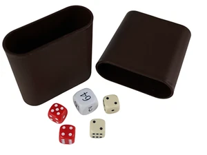 Replacement Backgammon Dice Set & Dice cups- White Doubling Cube - Red & Cream D - Picture 1 of 3