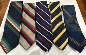 5 cravatte vintage LANDS' END collo di seta da uomo lunghezza classica a righe - Foto 1 di 9