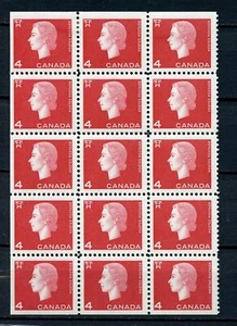 Canada MNH/MH #404a Partial Booklet Pane QEII Cameo Defin 1963 J754 - Bild 1 von 1