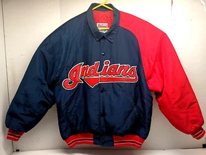 Vintage 90s Starter Diamond Collection Cleveland Indians Jacket Mens SZ LG USA - Picture 1 of 9