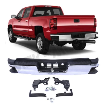 Chrome Rear Bumper For 2015-2019 Silverado Sierra 2500HD 3500HD W/O Sensor Hole - Изображение 1 из 4