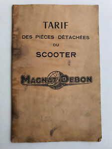 Tarifs pièces détachées scooter MAGNAT DEBON avec vues éclatées années 50.