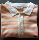Maison Kitsun 100% cotton striped orange & white short sleeved polo shirt in XL