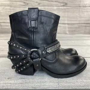 Gianni Bini Black Western Boots Women Size 6.5 Slip On Studded Ankle Rock Boots - Picture 1 of 10