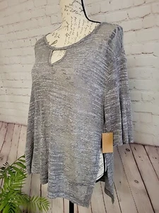 Rachel Roy Damen Top Gr. XS grau leicht Strand Hippie Oversize 3/4 Arm - Bild 1 von 9