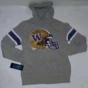 Felpa con cappuccio e zip intera NCAA Washington Huskies Football nuova donna Jrs M 7 9 nuova con etichette - Foto 1 di 2