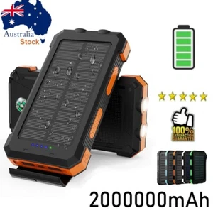 Solar Power Bank 2000000mAh Fast Charger Portable 2USB Battery For Mobile Phone - Picture 1 of 18