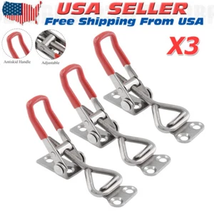 3Pcs Heavy Duty Steel Toggle Latch Catches Adjustable Lock Clamp For Boxes Case - Photo 1/14