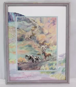 Mustang Descencion Pen Signed Litho Watercolor Framed Matted RARE 6/575 - Picture 1 of 10