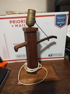 Vintage Handmade Wooden Water Pump Well Accent Lamp, Table Lamp, No Shade - Picture 1 of 4