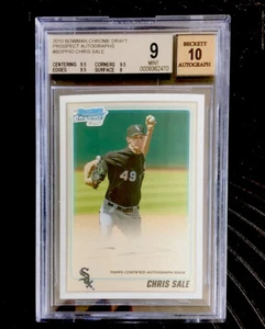 Chris Sale 2010 Bowman Chrome Rookie RC 1st Prospect Auto BDPP92 BGS 9 *Faded - Bild 1 von 2