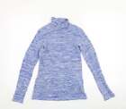 Zanzea Womens Blue Polyester Basic T-Shirt Size S Roll Neck