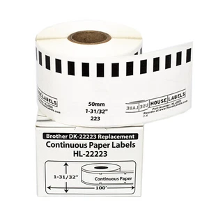 Non-OEM Fits BROTHER DK-2223 Continuous Labels (1-31/32" x 100 feet) - (1) Roll - Picture 1 of 7
