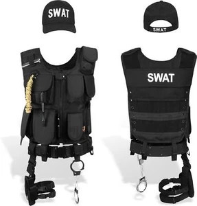 SWAT, SECURITY, POLICE Uniform Outfit Karneval-Verkleidung Kostüm Fasching Party - Foto 1 di 45