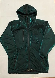 NILS Jacket Women's 6 Full Zip Green Velvet Faux Fur Hoodie Ski Snow Trench USA - Picture 1 of 9