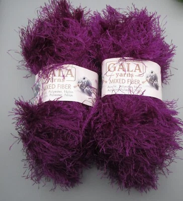 HILOS DE GALA ~ 2 madejas púrpura mezcla de fibra tejida e hilo de ganchillo ~ 1,76 oz cada una Foto 1 de 4