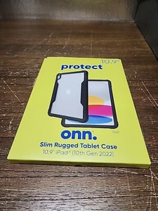 Onn Slim Rugged Tablet Case for iPad 10th Generation 2022 (10.9") Black/Clear - Picture 1 of 5
