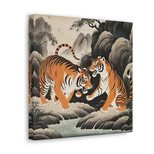 Leinwand Galerie Chinesisches Wandbild Darstellung Tiger - Bild 1 von 5
