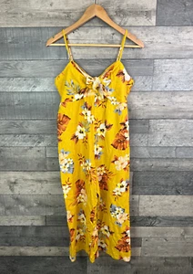 New Look Damen Jumpsuit Größe UK 12 Gelb Blumenmuster Leinenmischung Sommer Weites Bein - Bild 1 von 11
