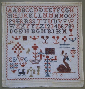 CIRCA 1890 ANTIQUE DUTCH ALPHABET MARKING NEEDLEWORK CROSS STITCH SAMPLER - Picture 1 of 6