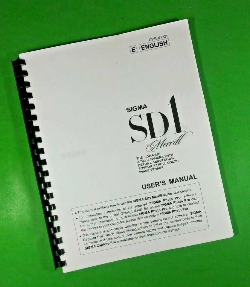 Manual del propietario para Sigma SD1 Merrill 128 páginas ¡con cubiertas transparentes! Foto 1 de 1