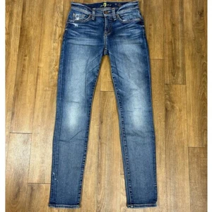 7 for All Mankind Women's Jeans 25 x 29 Slim Fit Distressed Pockets Skinny - Picture 1 of 7