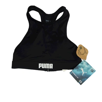 Roupa de banho feminina PUMA - Top de biquíni de natação traseira de corrida (pacote com 1), preto, XS Reino Unido - Imagem 1 de 4