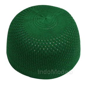 Casquette de prière en nylon kufi Médine VERT crâne musulman Taqiya cache-tête chapeau copie - Photo 1/4