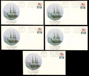 USS USF CONSTITUTION Old Ironsides • 1972 175th Naval Covers x5 • BOSTON MASS - Picture 1 of 1