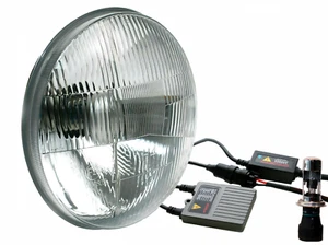 UNIVERSAL CLASSIC 7" HID HEADLIGHT KIT WITH HALOS & CITY LIGHTS - Picture 1 of 2