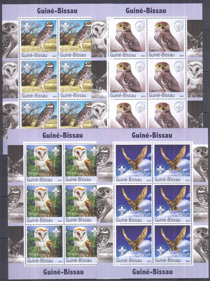 ST21P6. Guinea-Bissau - MNH - Birds - Owls - Scouts - 2003 - Image 1 of 1