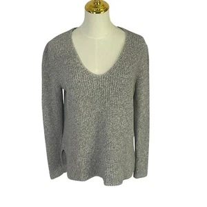 Suéter J Crew Gris Texturizado Algodón Cuello en V Mujer Talla L Grueso Cápsula - Imagen 1 de 13