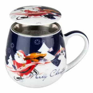 Könitz Merry Christmas Weihnachtsmann Becher Tasse mit Sieb & Deckel 420ml - Bild 1 von 1