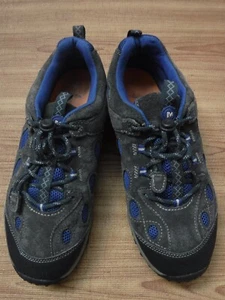 Merrell Non-Marking Sole Gray Leather Upper Blue Mesh Hiking Shoes ~Men's US 7~ - Picture 1 of 11