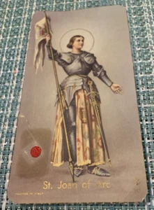 Biglietto di preghiera sacra vintage ICONA SANTA GIOVANNA D'ARCO CON ICONA PUNTO ROSSO RARO "COSÌ COM'È" COND - Foto 1 di 7