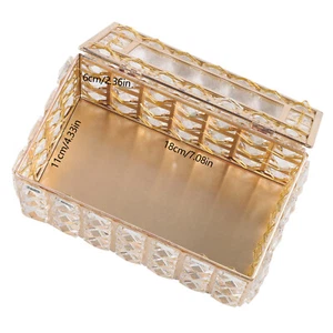 Rhinestone Rectangular Crystal Tissue Box Napkin Case Paper Tissue Holder Box US - Picture 1 of 31