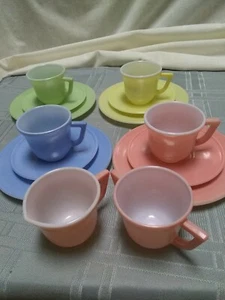 Espresso Cups, saucers, dessert plates, creamer, sugar cup. 14 pcs! Fire king?.. - Picture 1 of 8