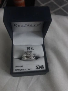 keepsake diamond ring 10kt White Gold Bridal Set Genuine Diamonds - Picture 1 of 3