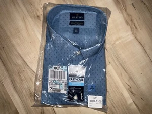 NWT Stafford Men's Dress Shirt Oxford Easy Care Button Long Sleeve 22 38 39 Blue - Picture 1 of 4