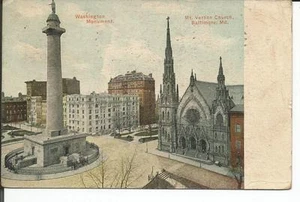 WASHINGTON MONUMENT MT. VERNON CHURCH BALTIMORE, MD 1910 - Bild 1 von 2