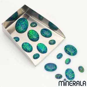BLUE WITH GREEN SPARKS SYNTHETIC LAB CREATED OPAL OVAL CAB 3x5mm-15x20mm WP00292 - Picture 1 of 3