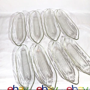 Juego de 8 platos para servir maíz en la mazorca vintage de vidrio transparente en relieve - Imagen 1 de 3