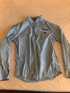 Guess Los Angeles Youth Long Sleeve Blue Button Down Size Large 16/18 - Picture 1 of 5