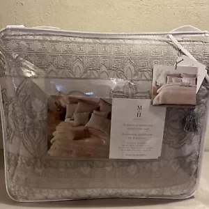 Monet Hill King 8 piece Comforter Set 104X90 Gray Prewashed For Softer Feel NEW - Picture 1 of 12
